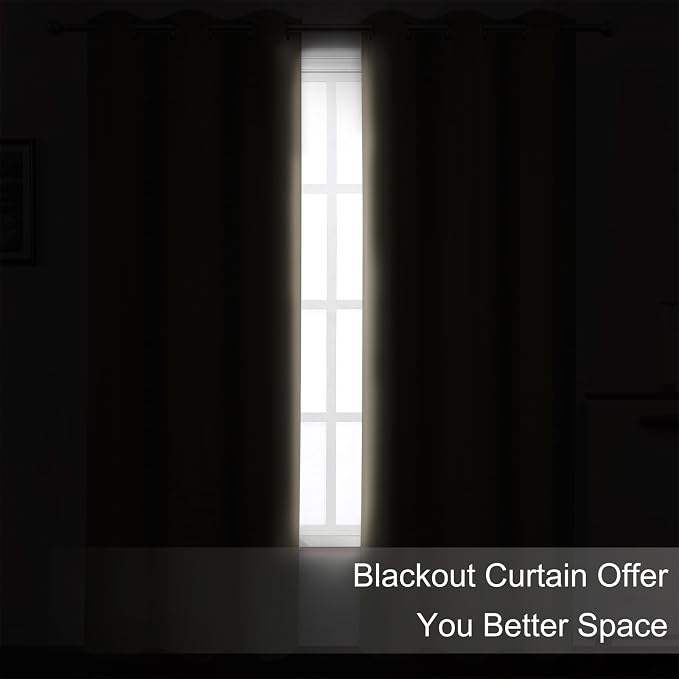 LEMOMO Khaki Thermal Blackout Curtains/42 x 95 Inch/Set of 2 Panels Room - Image 3