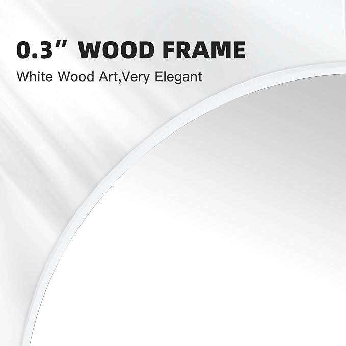 CULER Round White Bathroom 30 Inch Mirror, Circle Wall Modern Mirror - Image 5
