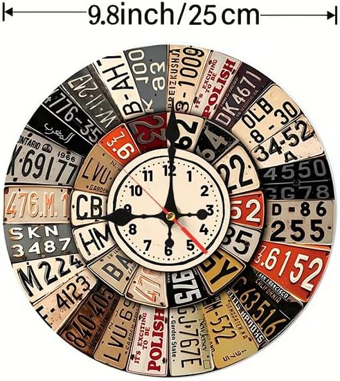 Vintage License Plate Timekeeper Clock 2D Art Print Silent Wall Clock, 10/12 - Image 6