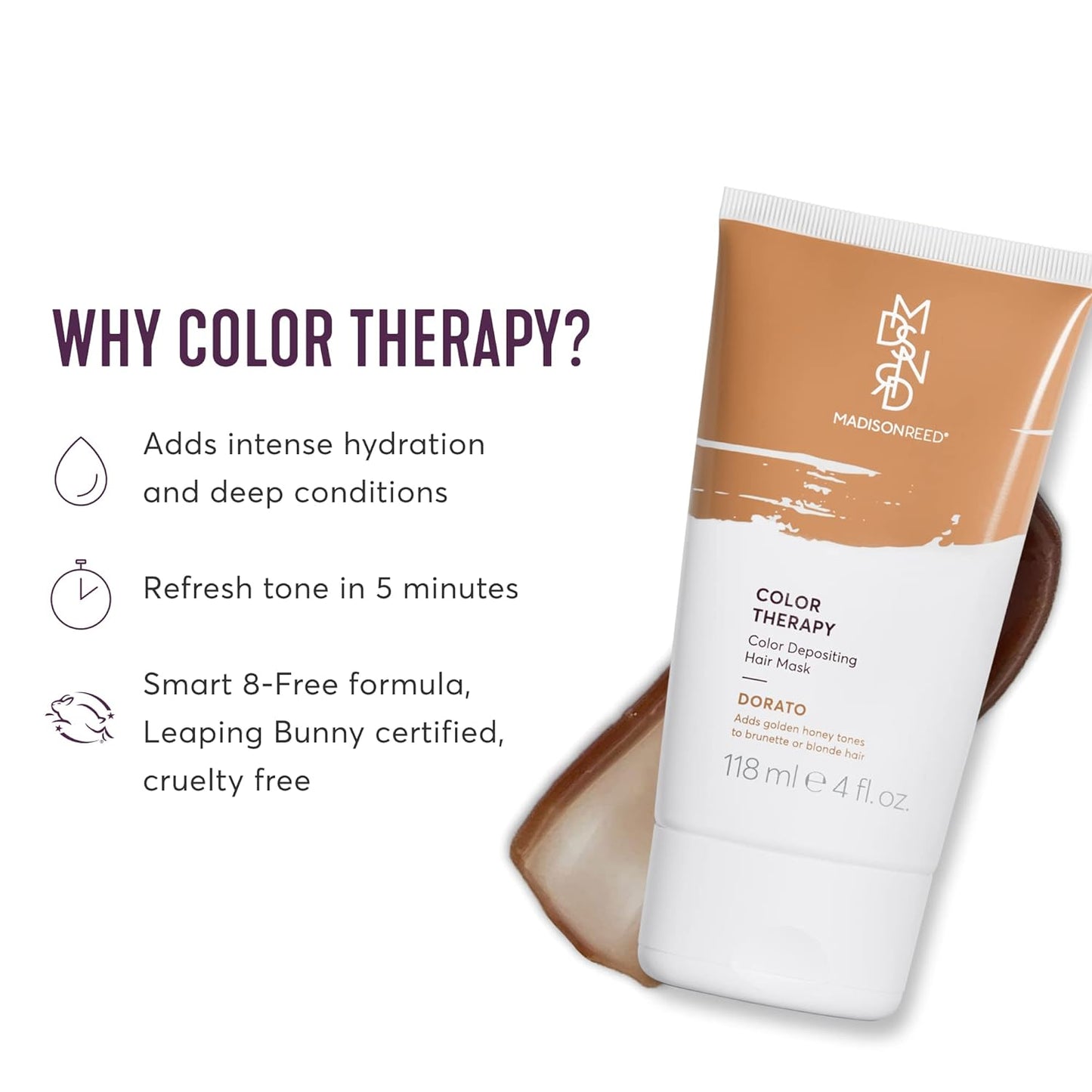 Madison Reed Color Therapy, Dorato, Color Depositing Hair Mask & Deep Conditioning Treatment, Intensely Hydrating, Refreshes Color & Tone, Keratin & Argan Oil, 4 Fl Oz (118 mL)