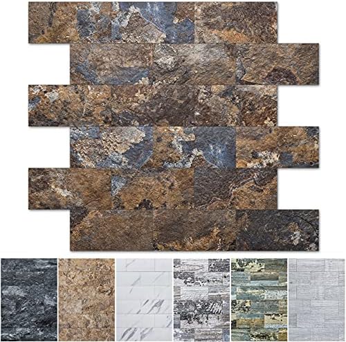 Art3d Peel and Stick Backsplash, Stick on Wall Tile, Rust Slate by Art3d