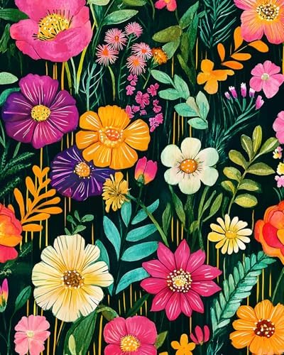 BOKEBEVE Floral Wallpaper Peel and Stick Boho Green Colorful 17.5 x 78.5In by BOKEBEVE