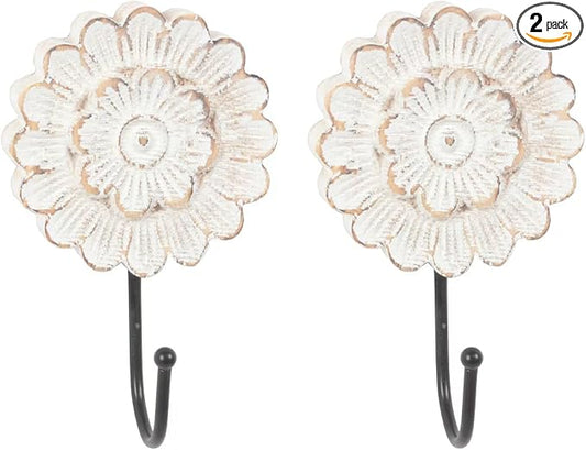 dwellington Distress Wood Flower Coat Hooks by dwellington