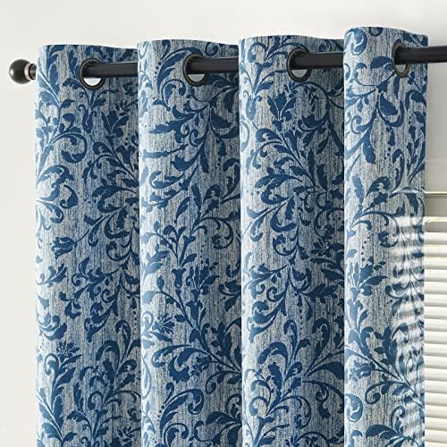 jinchan Blue Floral Blackout Curtains 84 Inch Farmhouse Grommet 2 Panels by JINCHAN