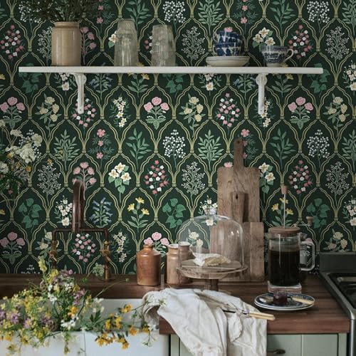 Dimoon 17.3''x78.7'' Peel and Stick Wallpaper Floral Contact Paper Vintage - Image 5