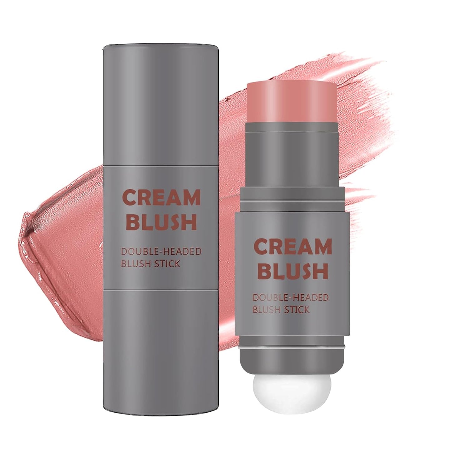 Cream Blush Stick with Sponge 3 in 1 Multi-Use Blush Makeup Stick Long Lasting Waterproof Natural Matte Cream Blush Stick for Cheeks, Lips and Eyes - Rose Red