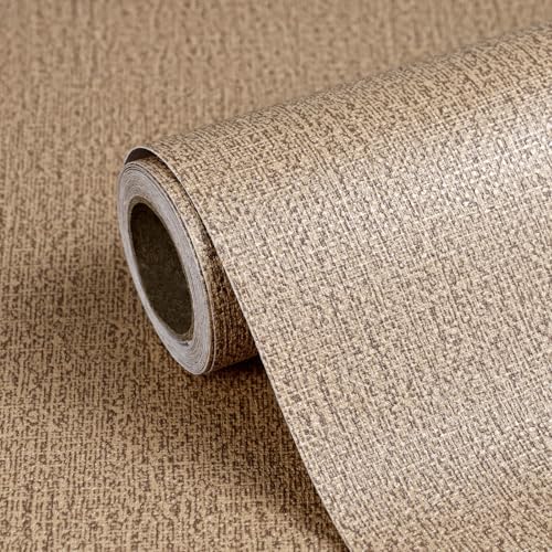 Peel and Stick Grasscloth Wallpaper Texture 17.3 x 80 Inch Coffee Faux Linen by Horryhaushomedecoration