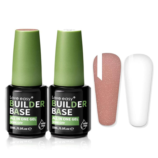 Salon-Grade Builder Gel（Milky White+ Mocha）- Hypoallergenic Strong Base Coat | Long-Lasting Adhesion (30+ Days) for Professional Nails Gift for Women