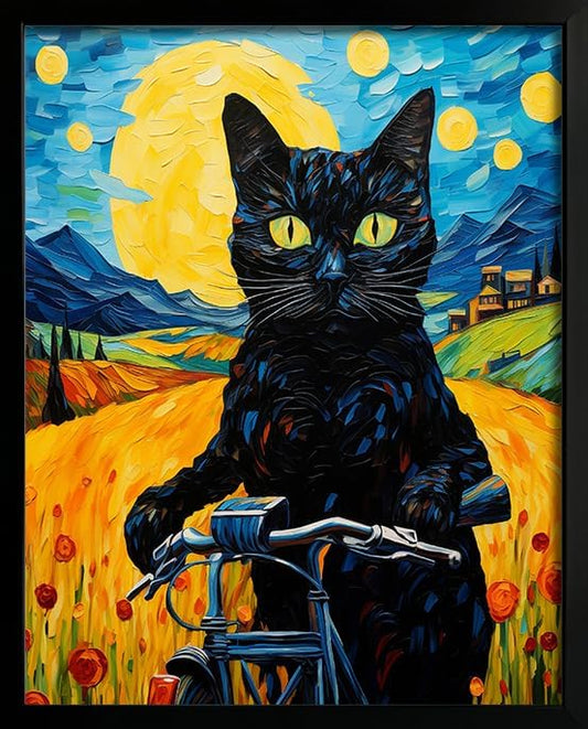 Hamduker Van Gogh Wall Art Cat Poster Starry Night Funny Bathroom Vintage Wall by Unknown