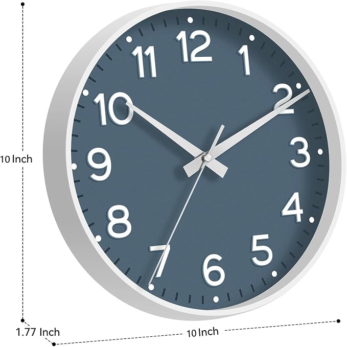 Roymnie Wall Clock 10 Inch Silent Wall Clocks Battery Operated-Modern Non - Image 3