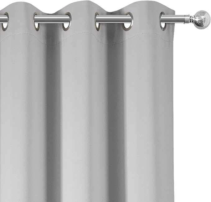 LEMOMO Blackout Curtains 66 x 72 Inch Long Light Grey Curtains Set of 2 Panels - Image 6