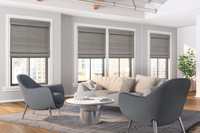 Cordless Woven Wood Roman Shades, 47W x 60H, Sarasota Cocoa, Sizes 20-72 Wide - Image 2