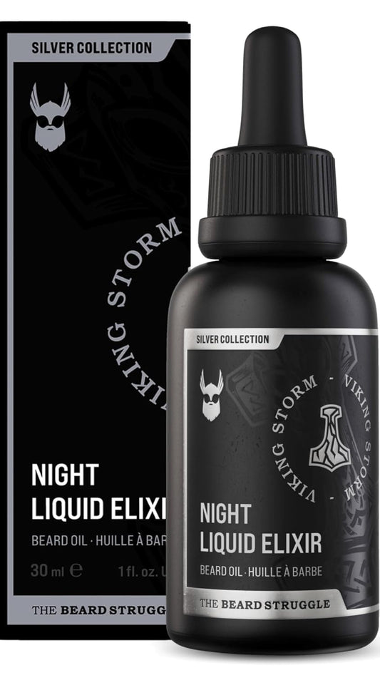 The Beard Struggle - Beard Oil for Men - Natural Blend for Softens, Moisturizing, & Healthier Beard Growth - Viking Storm Night Liquid Silver Elixir - Vegan-Friendly Beard Growth Oil (1 Fl oz)