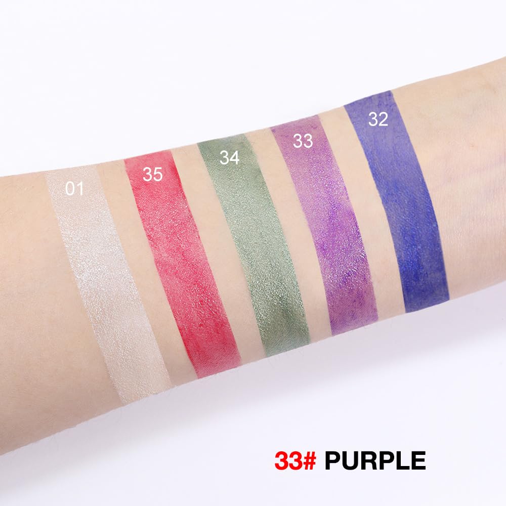 evpct Purple Shimmer Cream Eye Shadow Brightener Sticks Set for Eyes, Purple Shimmery Pencil Eye shadow Applicator Stick Pen Palette Makeup Waterproof sombras en crema para ojos 33#
