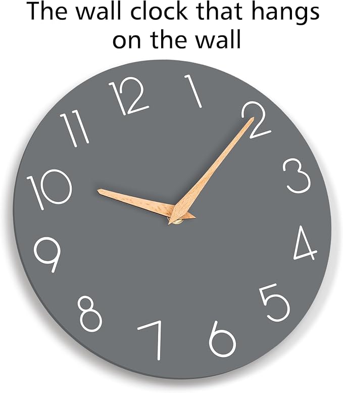cicininc Wall Clock, 10 Inch Wooden Silent Non-Ticking, Decorative Battery - Image 7