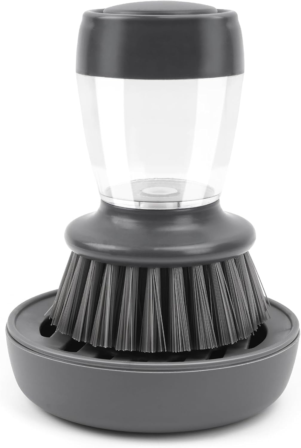 Palm Dish Brush with Soap Draining Tray Dispenser Kitchen Scrub Brush for Kitchen Dishes Pots Pans Sink Cleaning