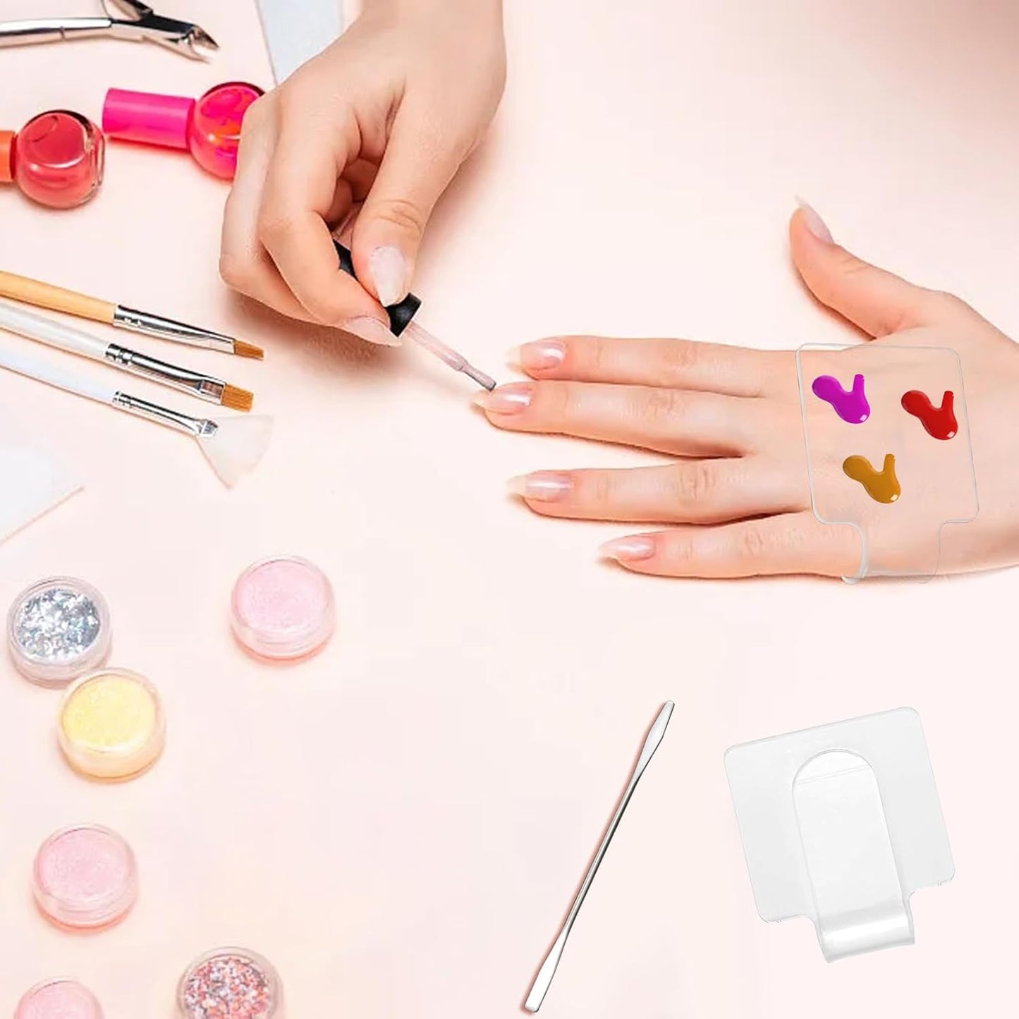 yueton 2SET Handheld Square Color Palette Acrylic Color Palette Beauty Color Palette Beauty Concealer Plate Liquid Foundation Color Palette Nail Art Transparent Palette for Makeup Foundation