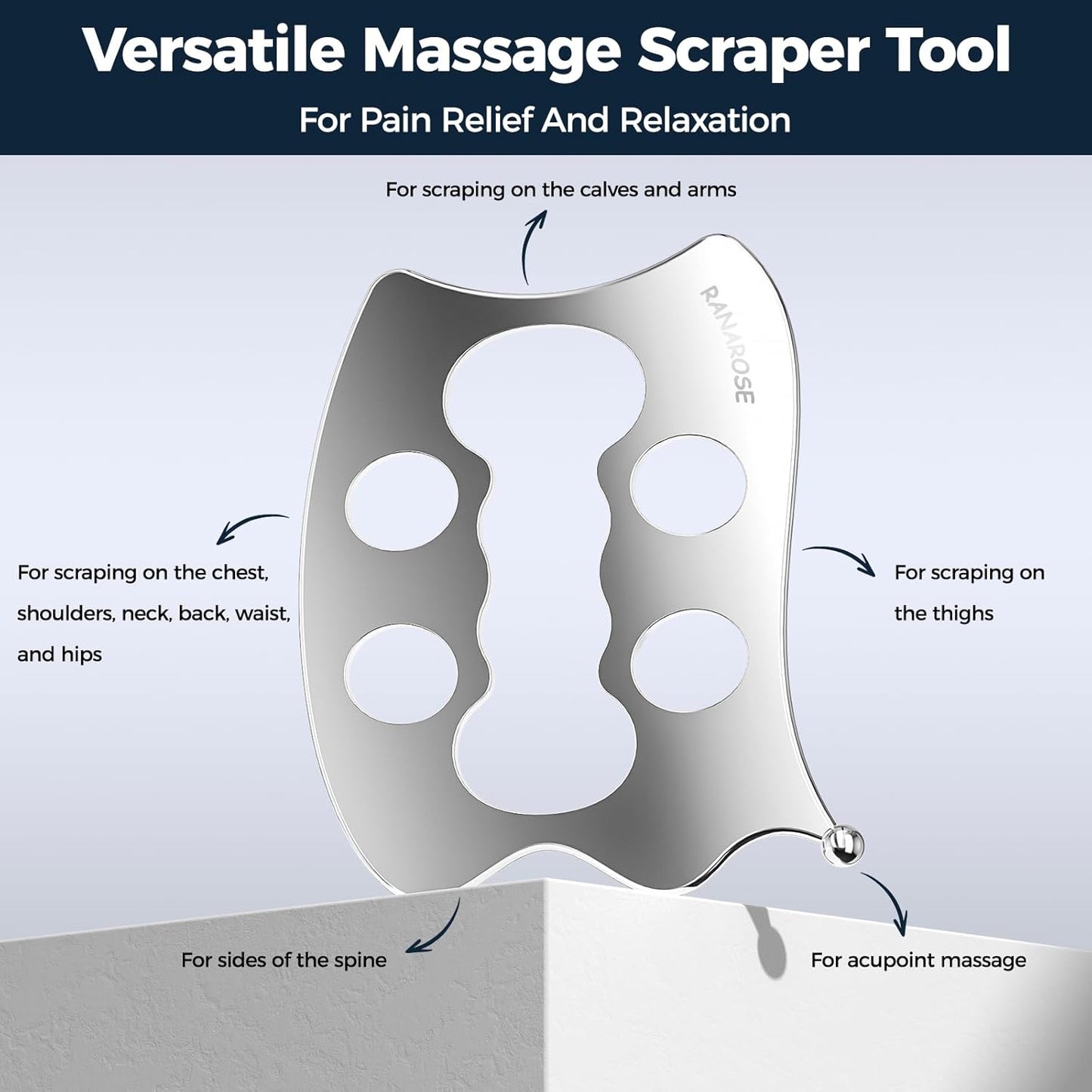 3-in-1 Stainless Steel Muscle Scraper Tool Set – Gua Sha & Physical Therapy Tools for Deep Tissue Massage, Myofascial Release, Muscle Knot Relief & Pain Reduction