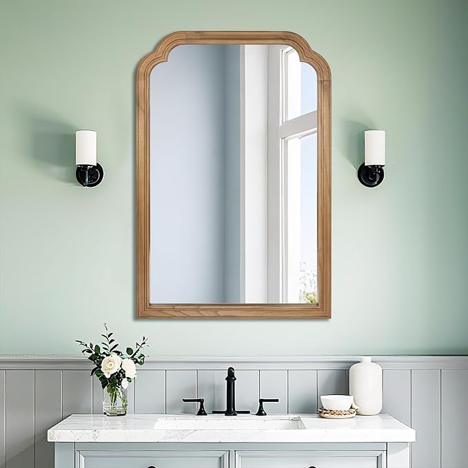 Wood Bathroom Mirror for Wall, 36 x 24 Inch Large Decorative Wall Mirror - Image 7