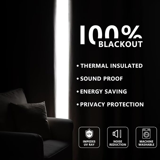 Blackout Curtains Customsize for Bedroom, 100% Black Out Curtains 1 Panel - Image 6