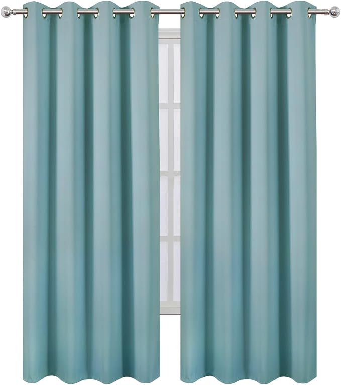 LEMOMO Blackout Curtains 52 x 108 inch/Stone Blue Curtains Set of 2 - Image 2
