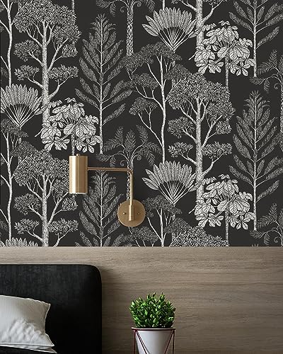Forest Peel and Stick Wallpaper Boho Tree Black 17.3inW 787.4inL by VisitTheLativo