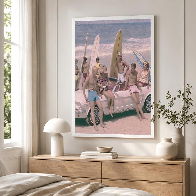 InkFlow Posters Surfers on a Beach Canvas Poster - Image 4