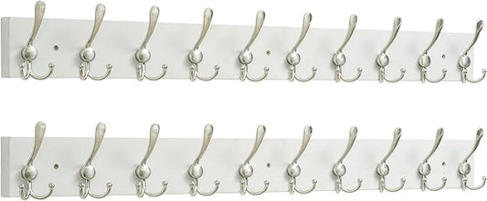 SKOLOO Creations White Solid Wood Wall Mounted Coat Rack, 10 Hooks, 38-1/8" Long by SKOLOO