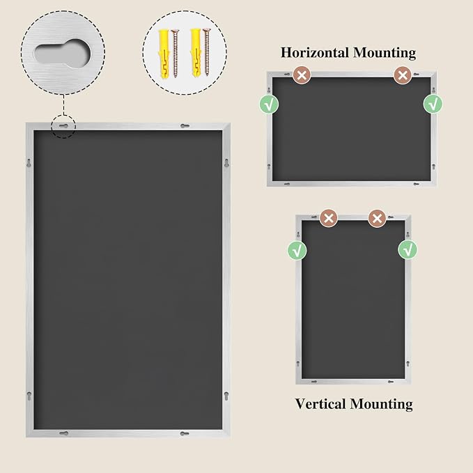 Koonmi Silver Rectangle Wall Mirror, 30x30 Inch Bathroom Mirror, Aluminum Frame - Image 8
