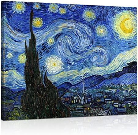 1 KINGO Van Gogh Canvas Wall Art: Starry Night Landscape Painting Picture - Image 2
