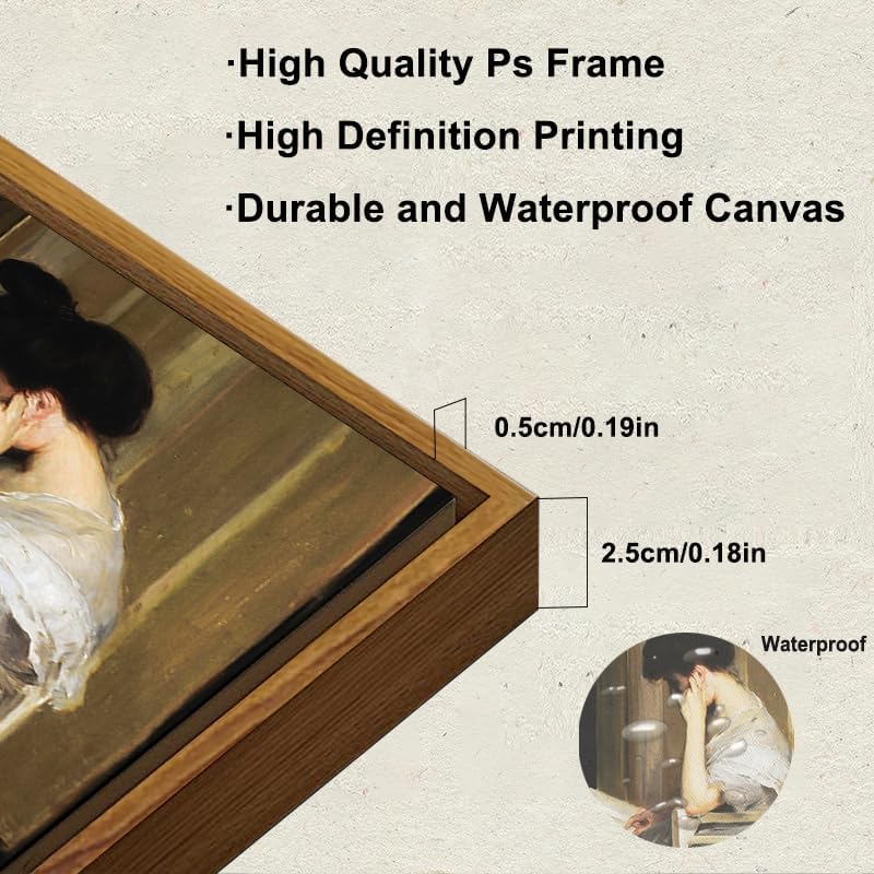 KBKBART Vintage Wall Art, Framed Canvas Art Mid-Century Lady Classical Women - Image 3
