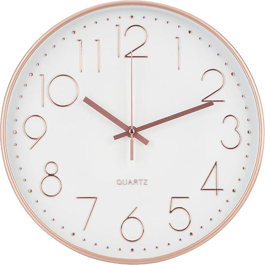 Wall Clock 10 Inch Non-Ticking Silent Modern Simple Style Round Decor Clock by BAKBRAND