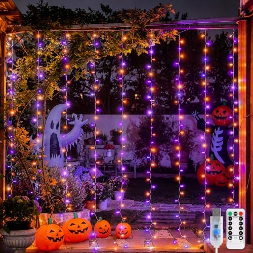 JMEXSUSS 200 LED USB Plug in Orange and Purple Halloween Lights by JMEXSUSS