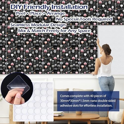 PINWELIFE® Acoustic Art Tiles – 8-Pack 12"x16" Sound Absorbing Panels, Seamless - Image 3
