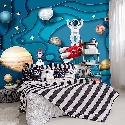-Kindergarten Children Galactic Planet Fabric Wallpaper Living Room Bedroom by YIHWM-PurchaseNow