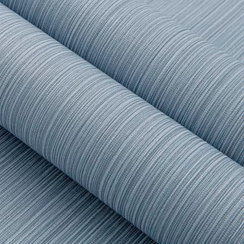 Blue Grey Grasscloth Peel and Stick Wallpaper Linen 24"x394" - Image 2