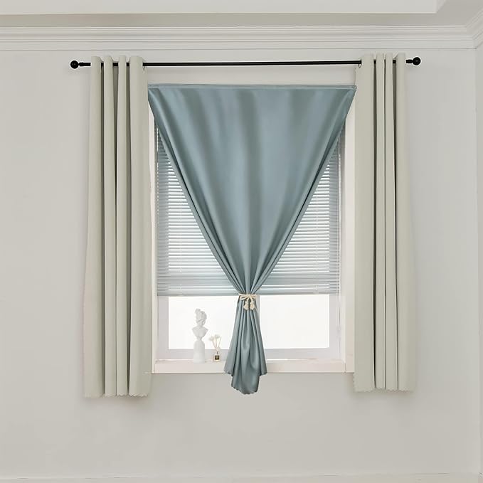 AJAZZ 100% Blackout Stick Curtain Portable Blackout Curtains Adhesive Curtains - Image 7