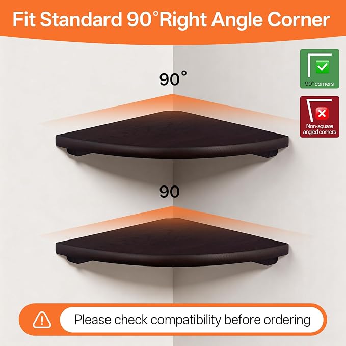 Gieanoo Corner Wall Shelf, 7inch Solid Oak Wood Floating Corner Shelf - Image 2