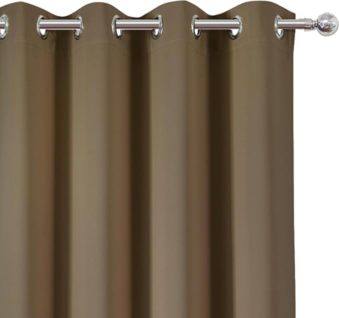 LEMOMO Blackout Curtains 52 x 90 inches Long Brown Curtains Set of 2 Panels - Image 6
