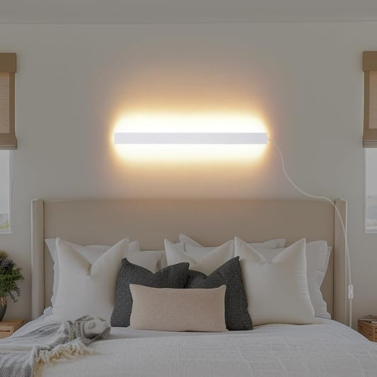 KELUOLY Modern Plug in Wall Sconces, 23.6 inch Frosted White LED Long Wall by KELUOLY