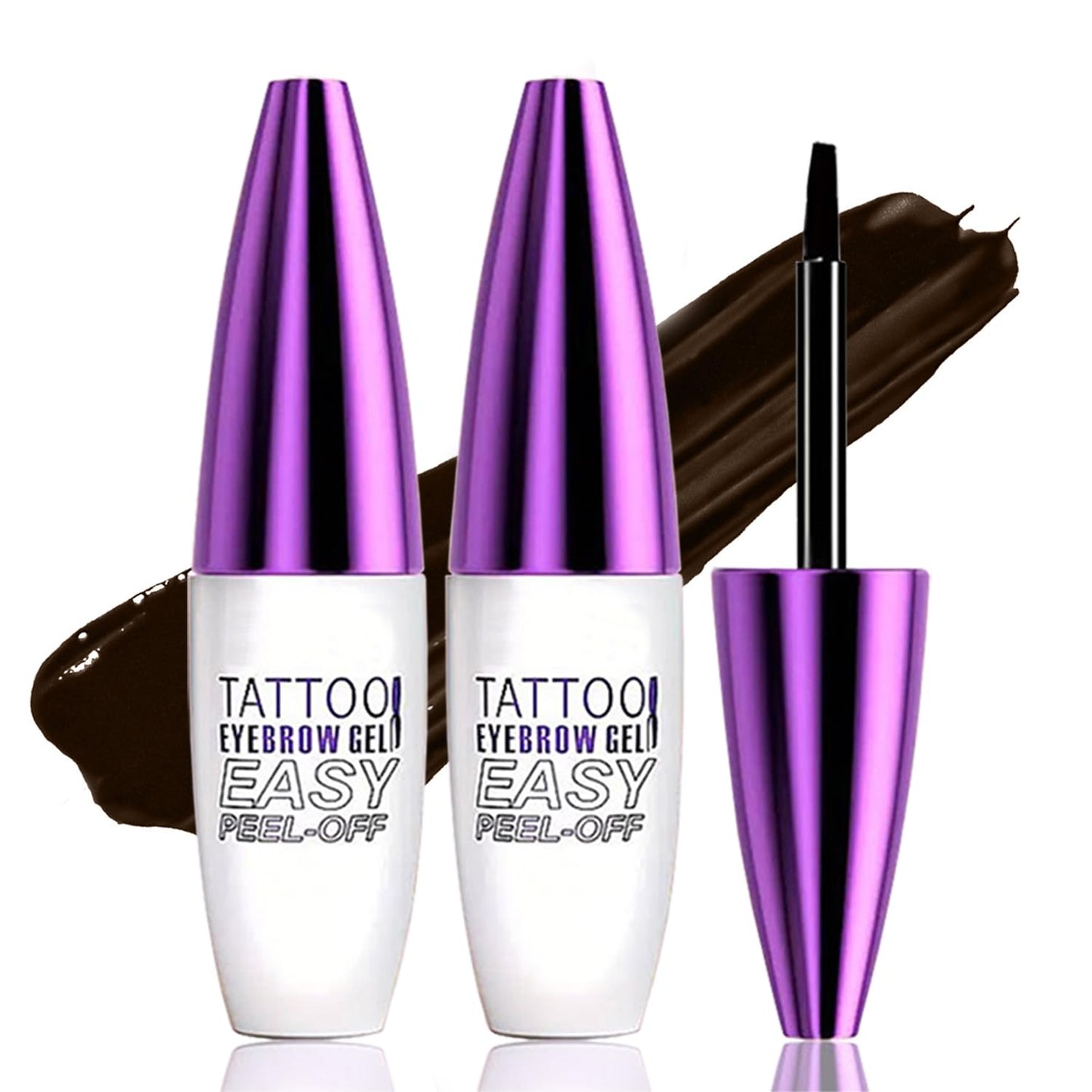 Peel Off Tattoo Brow Tint Gel - 2pcs Gray Brown Eyebrow Kit, Waterproof, Transfer-Proof & Sweatproof, Quick Peel Formula for Natural Fuller Brows, Mother’s Day Gifts for Women All Skin Types