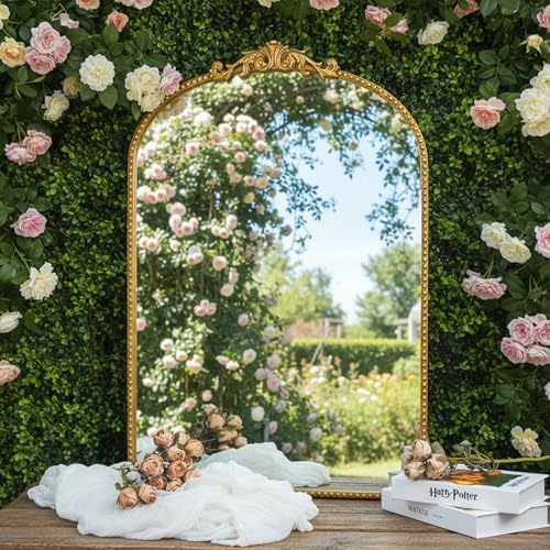 ZIYOO Vintage Baroque Arched Wall Mirror 36"x24" - Image 5