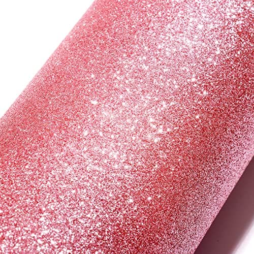 Stickyart 15.8"x275.6" Glitter Wallpaper Peel and Stick Coral Pink Sparkle by Stickyart