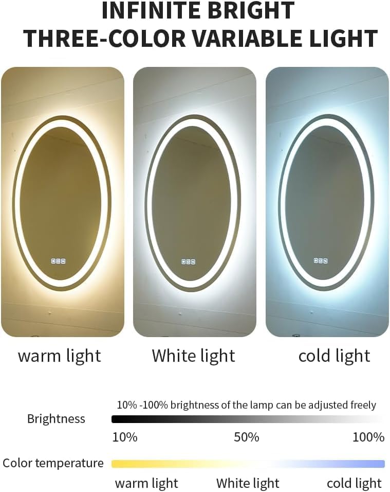 FLJ 20X28 inch Oval LED Bathroom Mirror - Image 5