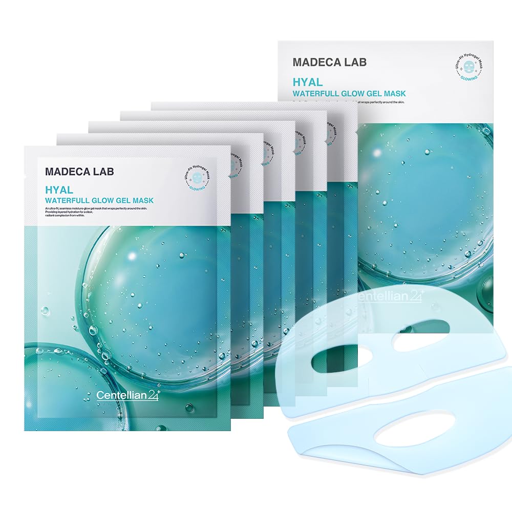 CENTELLIAN 24 Madeca Lab Hyal Waterfull Gel Mask – Deep Hydration with 10-Layer Hyaluronic Acid Complex, Cooling & Soothing, Ultra-Light No-Drip Gel Sheet