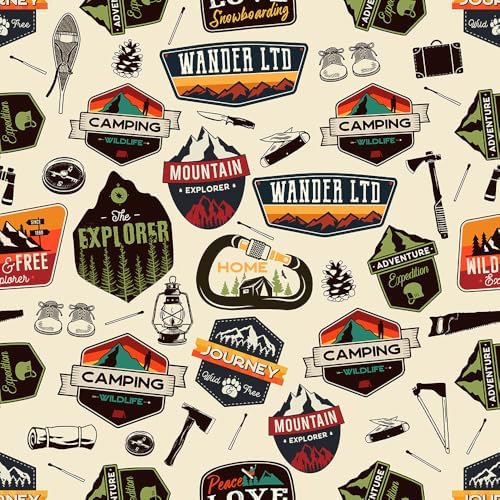 MuralPeel Modern Outdoor Mountain Badge Abstract Peel and Stick Wallpaper Self by MuralPeel