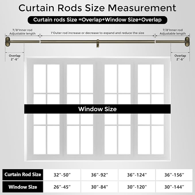 Curtain Rods 36-120 Inch, Antique Bronze Wrap Around Blackout Curtain Rods - Image 8