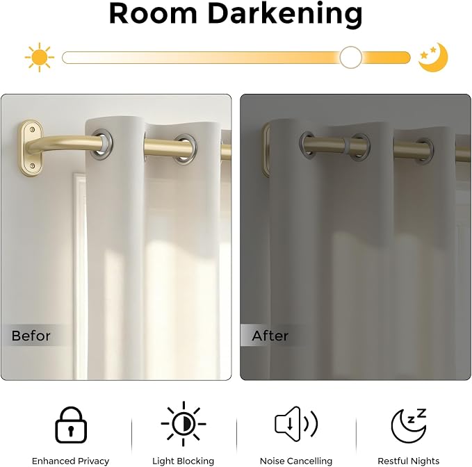 2 Pack Curtain Rods 32-46 Inch, 1 Inch Adjustable Heavy Duty Room Darkening - Image 3