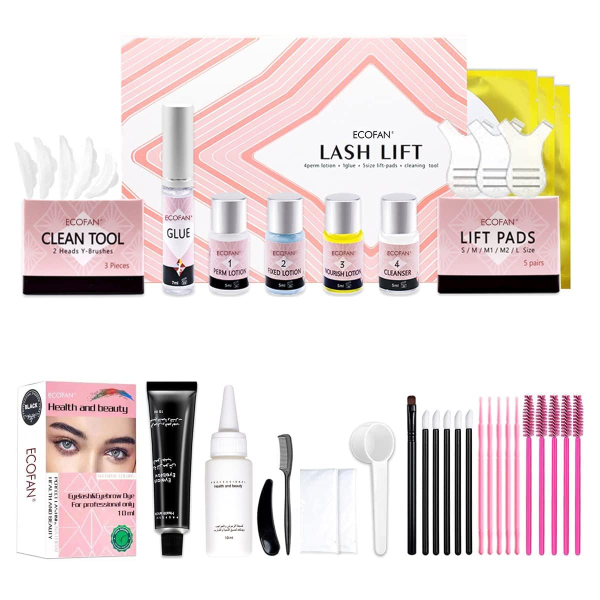 Lash Lift and Black Kit, Professional Eyelash Perm Kit and Black Eyelash & Eyebrow Set 3 in 1, Quick Lifting & Voluminous Coloring with Complete Tools Gifts for Women Salon Grade Home DIY