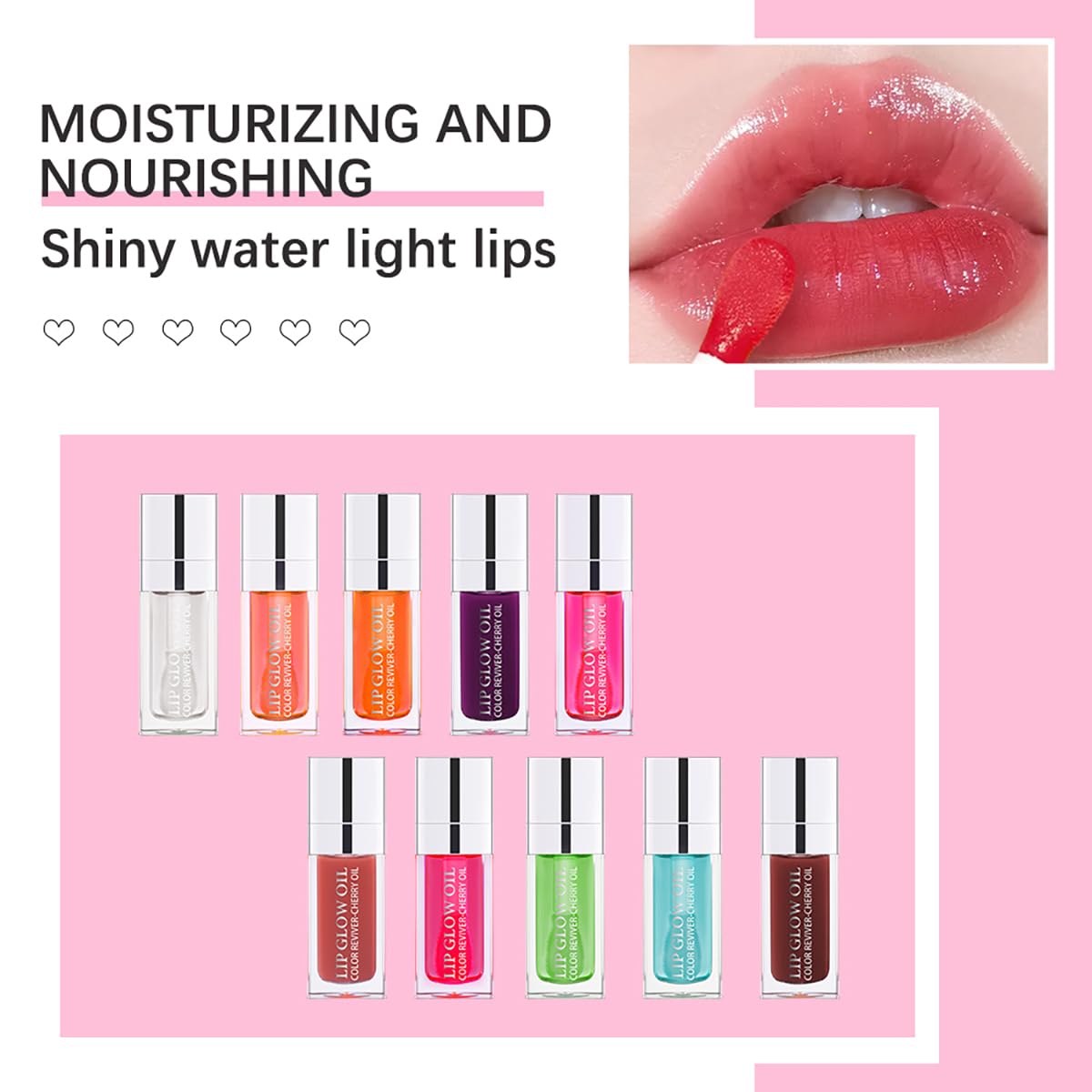 Hydrating Lip Glow Oil Moisturizing Plumping Lip Tint Lip Gloss Transparent Lip Balm Long Lasting Nourishing Repairing Lightening Lip Lines (001#+012#)